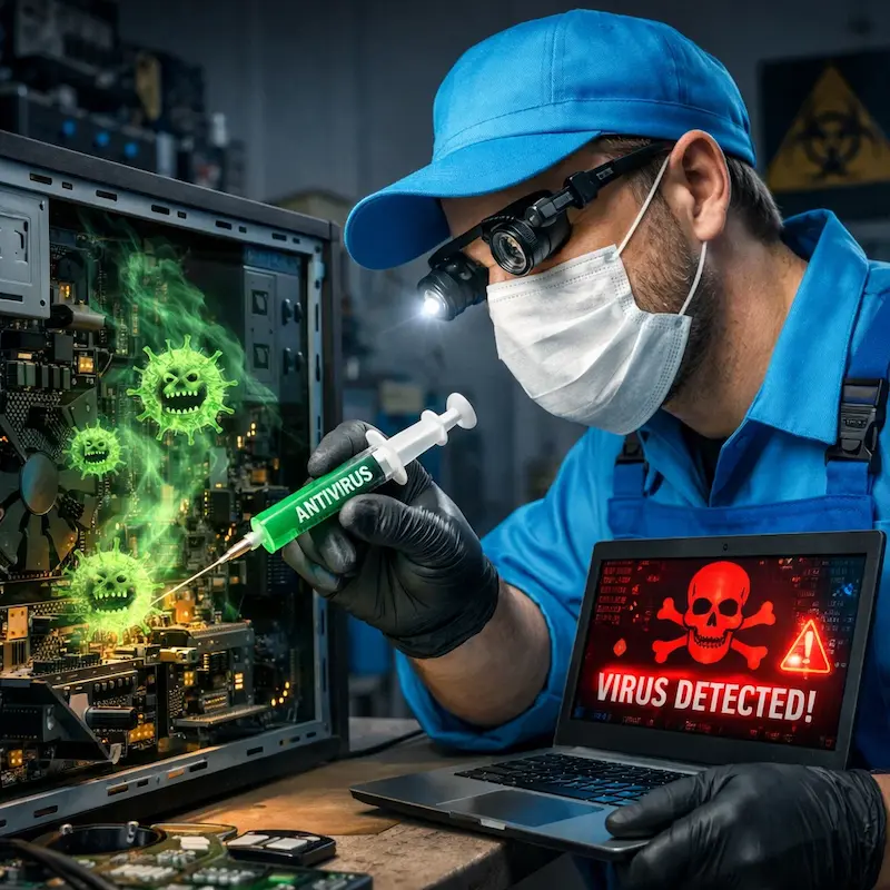 Лечение компьютера от вирусов в Троицке на дому