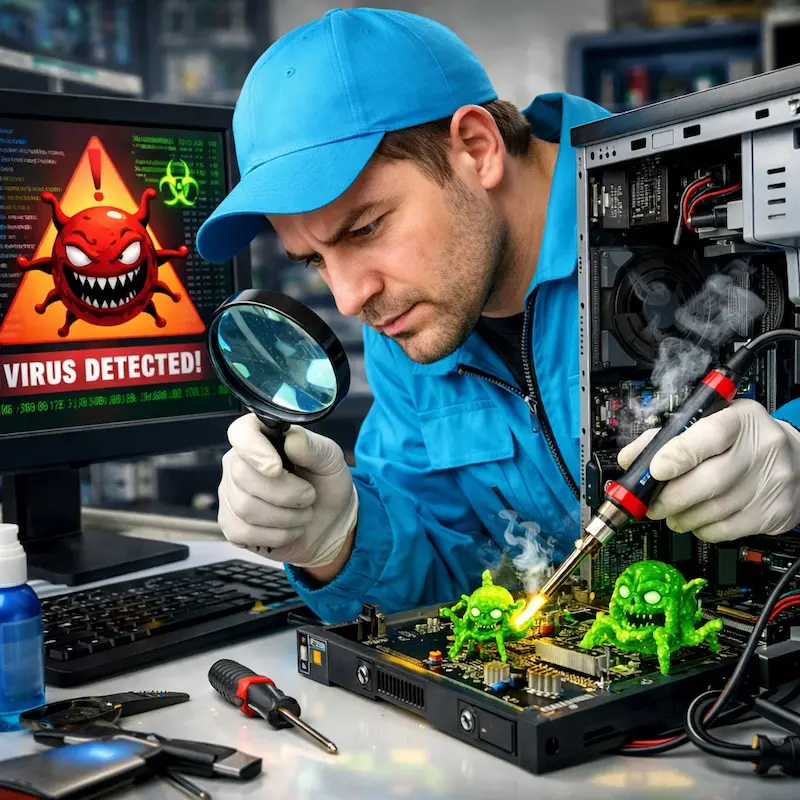 Вылечить компьютерный вирус в Троицке